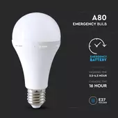 Kép 5/7 - V-TAC 12W E27 természetes fehér A80 LED égő, akkumulátorral - SKU 7794