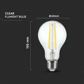 Kép 2/5 - V-TAC 12W E27 természetes fehér filament A60 LED égő - SKU 217459