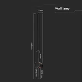 V-TAC 12W Fekete fali lámpa, IP65, meleg fehér, 115 Lm/W - SKU 6834
