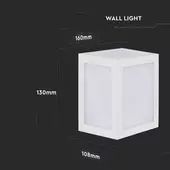 Kép 2/10 - V-TAC 12W kültéri, fehér, szögletes fali LED lámpa természetes fehér - SKU 218335