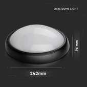 V-TAC 12W ovális IP54 LED lámpa, fekete, meleg fehér fénnyel - SKU 1350