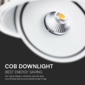 Kép 4/8 - V-TAC 12W süllyeszthető COB LED mélysugárzó, állítható szöggel, fehér házzal, CCT - SKU 10579