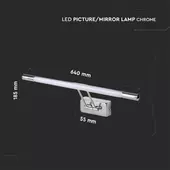 Kép 2/7 - V-TAC 13W króm beltéri fali LED lámpa, tükör-/képvilágítás, meleg fehér - SKU 213982