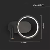 Kép 3/6 - V-TAC 14W Fali designer lámpa, fekete házzal, természetes fehér - SKU 14980