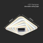 V-TAC 150W Dekoratív szögletes mennyezeti lámpa, fényerőszabályozható, RGB+CCT - SKU 15356