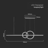 Kép 2/7 - V-TAC 15W designer háromágú csillár, természetes fehér, fekete házzal, 100 Lm/W - SKU 6935