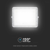 Kép 10/15 - V-TAC 16000mAh napelemes LED reflektor 20W hideg fehér, 1800 Lumen, fehér házzal - SKU 7845