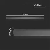 Kép 2/7 - V-TAC 16W lineáris fali LED lámpa, 101cm, antracit, természetes fehér - SKU 10435