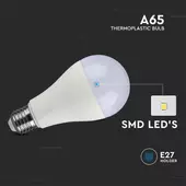 Kép 4/7 - V-TAC 17W E27 A65 meleg fehér LED égő, 100 Lm/W - SKU 214456