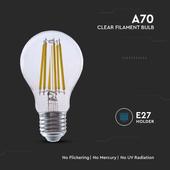 Kép 4/6 - V-TAC 18W E27 meleg fehér filament A70 LED égő, 140 Lm/W - SKU 212802