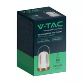 Kép 1/8 - V-TAC 1W francia arany színű asztali akkumulátoros LED lámpa akril búrával, CCT - SKU 7989