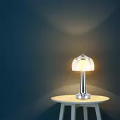 Kép 7/8 - V-TAC 1W króm színű asztali akkumulátoros LED lámpa akril búrával, CCT - SKU 7939