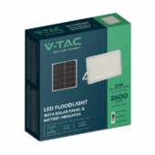 Kép 1/15 - V-TAC 20000mAh napelemes LED reflektor 30W hideg fehér, 2600 Lumen, fehér házzal - SKU 7847