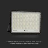 Kép 9/15 - V-TAC 20000mAh napelemes LED reflektor 30W hideg fehér, 2600 Lumen, fekete házzal - SKU 7829