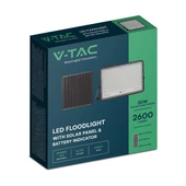 V-TAC 20000mAh napelemes LED reflektor 30W természetes fehér, 2600 Lumen, fekete házzal - SKU 7830