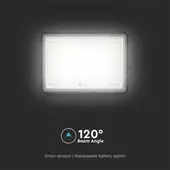 Kép 10/15 - V-TAC 20000mAh napelemes LED reflektor 30W természetes fehér, 2600 Lumen, fekete házzal - SKU 7830