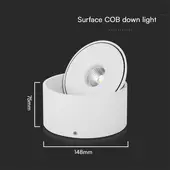 Kép 2/9 - V-TAC 20W mennyezeti COB LED mélysugárzó, állítható szöggel, fehér házzal, CCT - SKU 23155