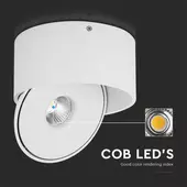 Kép 3/9 - V-TAC 20W mennyezeti COB LED mélysugárzó, állítható szöggel, fehér házzal, CCT - SKU 23155