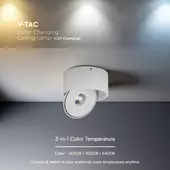 Kép 7/9 - V-TAC 20W mennyezeti COB LED mélysugárzó, állítható szöggel, fehér házzal, CCT - SKU 23155