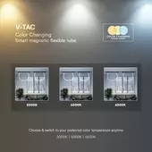 Kép 5/9 - V-TAC 23W flexibilis fénycső 48V mágneses Smart sínhez, CCT, 2 méter hosszú - SKU 10276