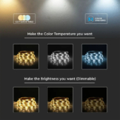 Kép 4/12 - V-TAC 24V RGB és változtatható színhőmérsékletű IP20 LED szalag, SMD 5050, 60 LED/m - SKU 2895