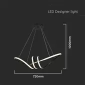 Kép 2/7 - V-TAC 24W dekoratív csillár, fekete házzal, meleg fehér, 135 Lm/W - SKU 8010