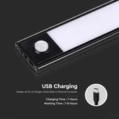 V-TAC 2.5W 2in1 akkumulátoros LED bútorvilágítás, természetes fehér, fekete házzal, 60 cm - SKU 2967