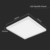 V-TAC 2in1 LED panel hideg fehér 36W 60 x 60cm, 120 Lm/W - SKU 23766