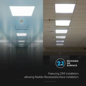 V-TAC 2in1 LED panel hideg fehér 36W 60 x 60cm, 120 Lm/W - SKU 23766