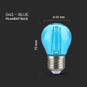 Kép 2/5 - V-TAC 2W E27 kék filament G45 LED égő - SKU 217412