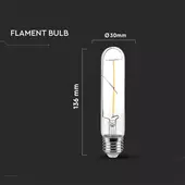 Kép 2/5 - V-TAC 2W E27 meleg fehér T30 filament LED égő, 100 Lm/W - SKU 217251