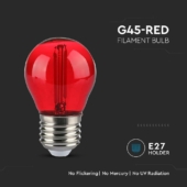 Kép 3/5 - V-TAC 2W E27 piros filament G45 LED égő - SKU 217413