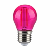 Kép 1/5 - V-TAC 2W E27 rózsaszín filament G45 LED égő - SKU 217410