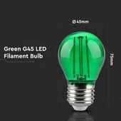 V-TAC 2W E27 zöld filament LED égő - SKU 7411