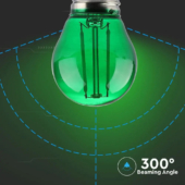 Kép 4/5 - V-TAC 2W E27 zöld filament LED égő - SKU 7411