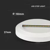 Kép 3/10 - V-TAC 2W fehér LED lépcsővilágítás, kerek, IP65, természetes fehér - SKU 211314