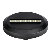 V-TAC 2W fekete LED lépcsővilágítás, kerek, IP65, meleg fehér - SKU 211317