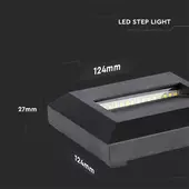Kép 3/11 - V-TAC 2W fekete LED lépcsővilágítás, szögletes, IP65, meleg fehér - SKU 211323