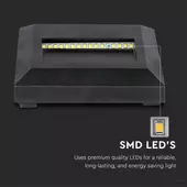 Kép 4/11 - V-TAC 2W fekete LED lépcsővilágítás, szögletes, IP65, természetes fehér - SKU 211322