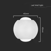 Kép 3/6 - V-TAC 2W kültéri fali COB LED lámpa, 2 irányú gömb, fehér házzal, természetes fehér - SKU 10587
