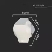 Kép 3/6 - V-TAC 2W kültéri fali COB LED lámpa, 2 irányú szögletes, fehér házzal, meleg fehér - SKU 23029