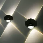 Kép 2/6 - V-TAC 2W kültéri fali COB LED lámpa, 2 irányú szögletes, fekete házzal, meleg fehér - SKU 23028