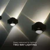 Kép 6/6 - V-TAC 2W kültéri fali COB LED lámpa, 2 irányú szögletes, fekete házzal, meleg fehér - SKU 23028