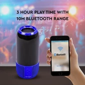 V-TAC 2x3W kék Bluetooth hangszóró LED világítással - SKU 8569