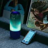 V-TAC 2x3W kék Bluetooth hangszóró LED világítással - SKU 8569