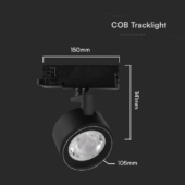 Kép 2/8 - V-TAC 30W 3in1 fekete tracklight lámpa, állítható színhőmérséklettel - SKU 10371