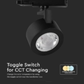 Kép 6/8 - V-TAC 30W 3in1 fekete tracklight lámpa, állítható színhőmérséklettel - SKU 10371