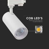 Kép 4/8 - V-TAC 30W COB sínes spotlámpa, állítható színhőmérséklettel, fehér házas - SKU 8142