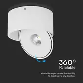 Kép 5/9 - V-TAC 30W mennyezeti COB LED mélysugárzó, állítható szöggel, fehér házzal, CCT - SKU 23157