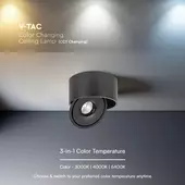 Kép 7/10 - V-TAC 30W mennyezeti COB LED mélysugárzó, állítható szöggel, fekete házzal, CCT - SKU 23158